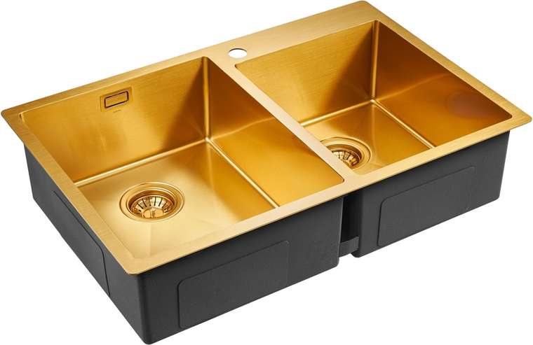 Мойка кухонная прямоугольная Paulmark Berman 78х51 см золотого цвета