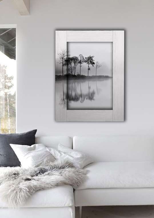 Картина с арт рамой Лесная дорога 60х80 серого цвета