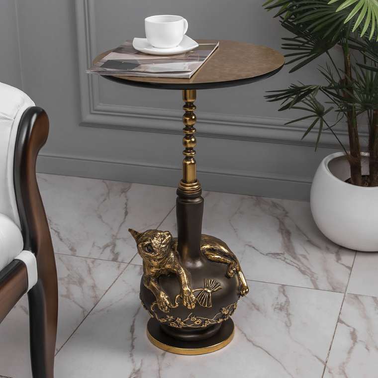 Столик декоративный Кошка Агнесса коричневого цвета