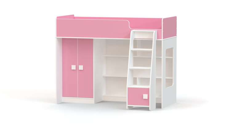 Детская кровать-чердак Ridgimmi 1.1 75х175 бело-розового цвета