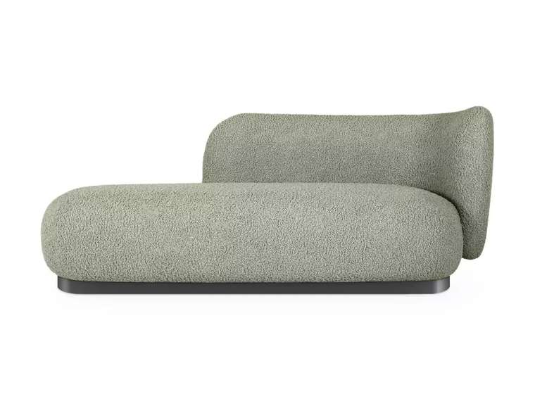 Кушетка-диван Lucca светло-зеленого цвета с металлической лентой графитового цвета правая 