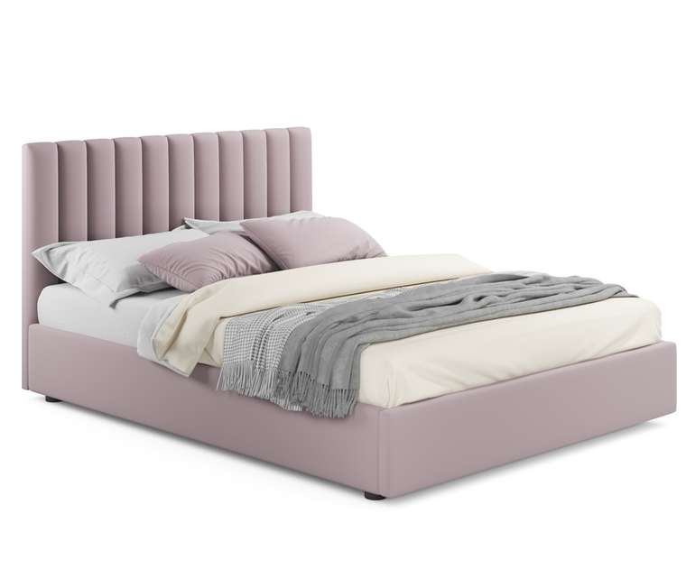 Кровать с подъемным механизмом и двумя тумбами Olivia 160х200 лилового цвета