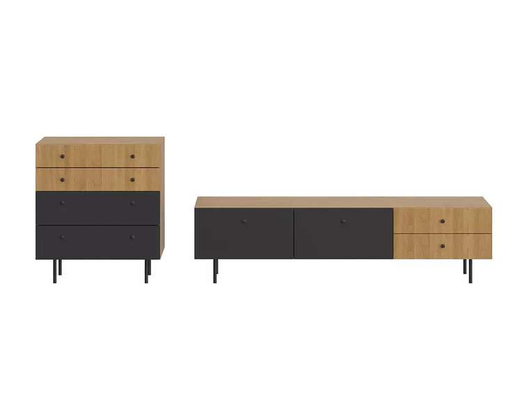 Комплект мебели для гостиной Frida 2 черно-бежевого цвета на металлических ножках 