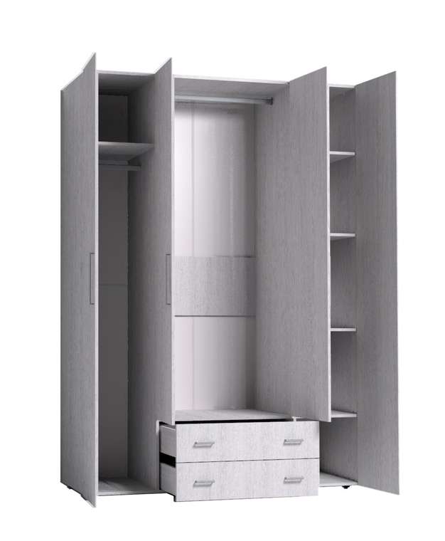 Шкаф для одежды и белья с зеркалом Монако светло-серого цвета