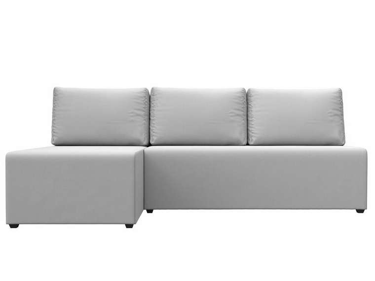 Угловой диван-кровать Поло белого цвета (экокожа) левый угол