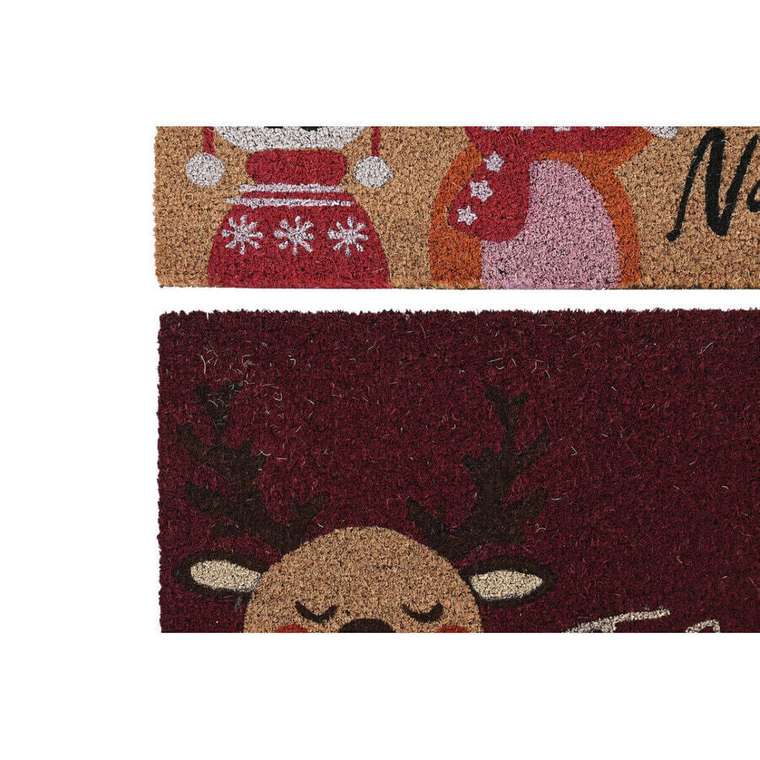 Дверной Коврик DKD Home Decor Красный Разноцветный PVC Кокосовое волокно 60 x 40 x 1,5 см (2 штук)