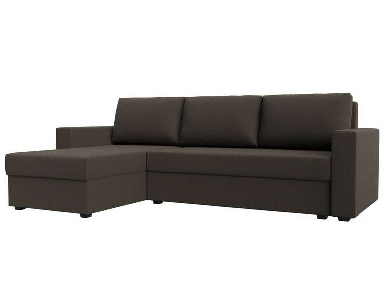 Угловой диван-кровать Траумберг Лайт темно-коричневого цвета левый угол