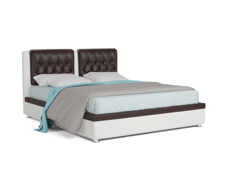 Кровать Космо 140х192 коричнево-белого цвета с подъемным механизмом