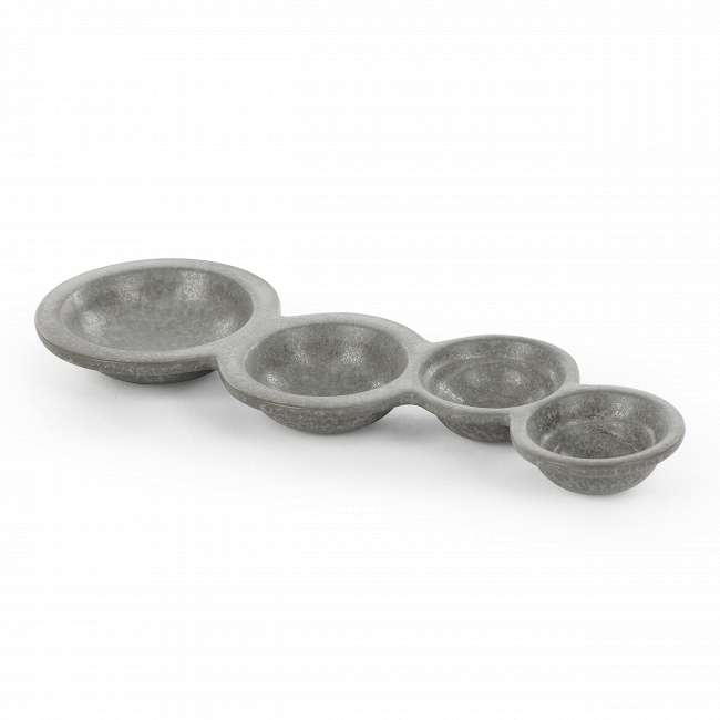 Глиняная четырехсекционная тарелка для соуса Isamu серого цвета 