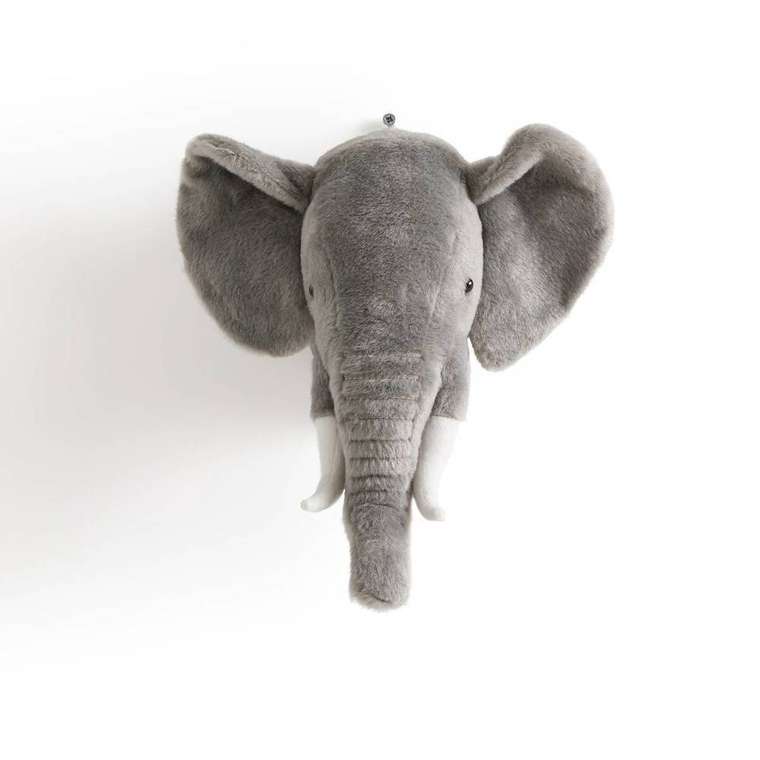 Настенное украшение в виде головы слона детское Hayi серого цвета