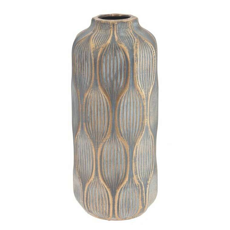 Керамическая ваза H35 серо-золотого цвета