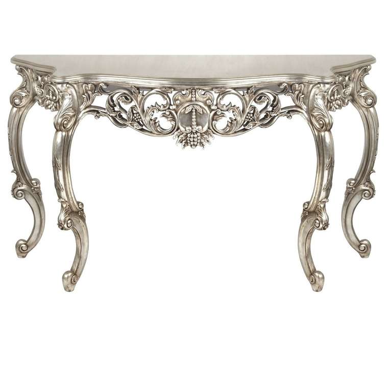 Консоль с деревянной столешницей Queen Silver