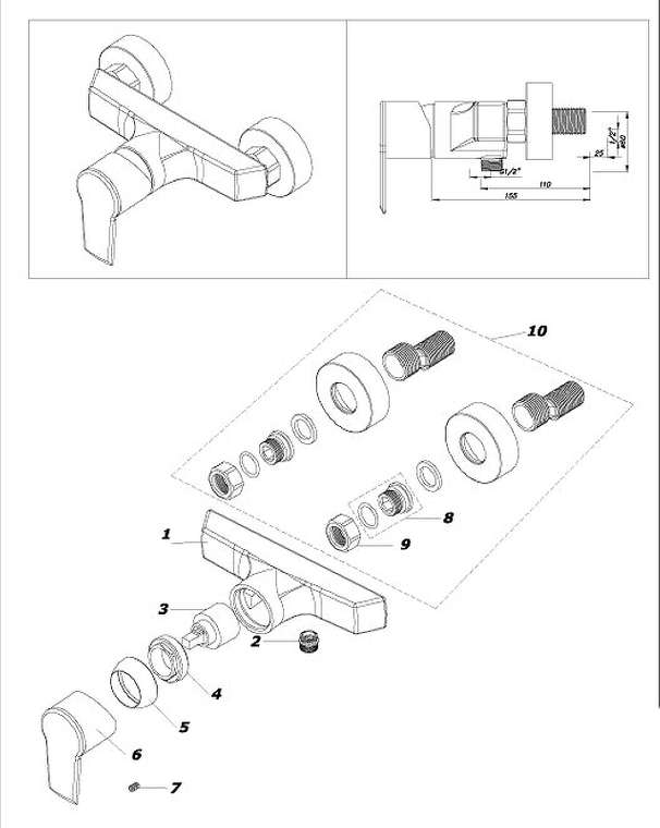 Смеситель Enzo для душа