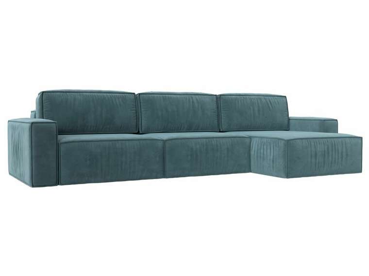 Угловой диван-кровать Прага Классик лонг темно-бирюзового цвета правый угол