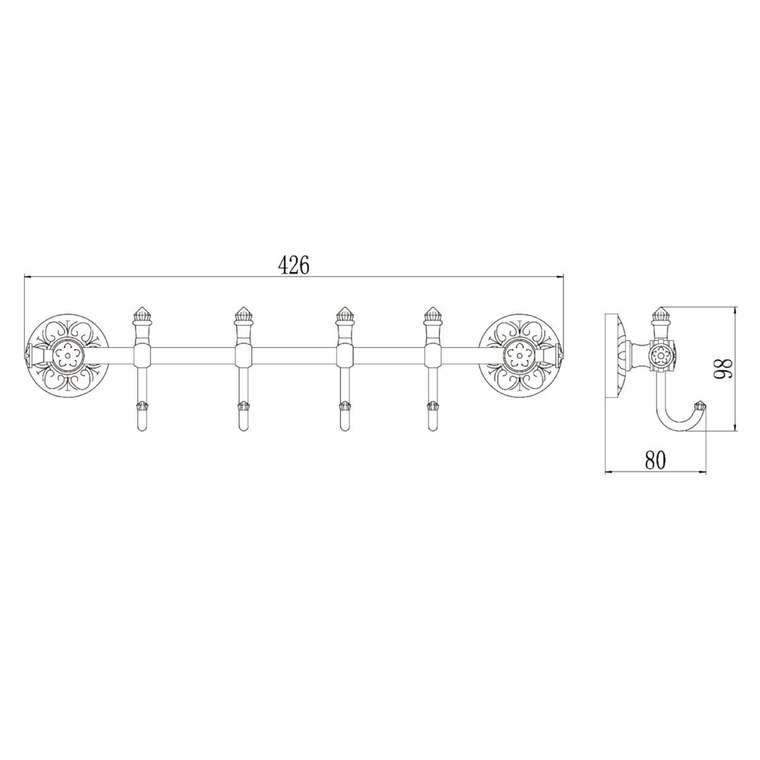 Планка с крючками Savol S-005874C, бронза