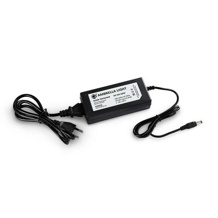 Блок питания для светодиодной ленты с вилкой Ambrella LED Driver 12V 60W GS8525