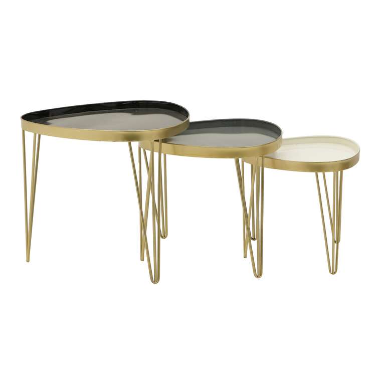 Набор из трех кофейных столиков  серо-золотого цвета