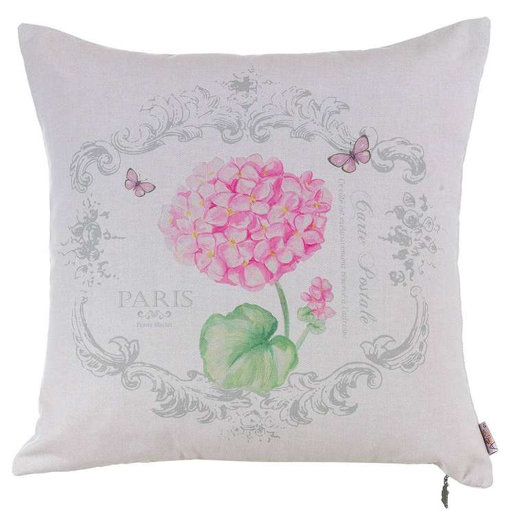 Чехол для декоративной подушки "розовая гортензия"
