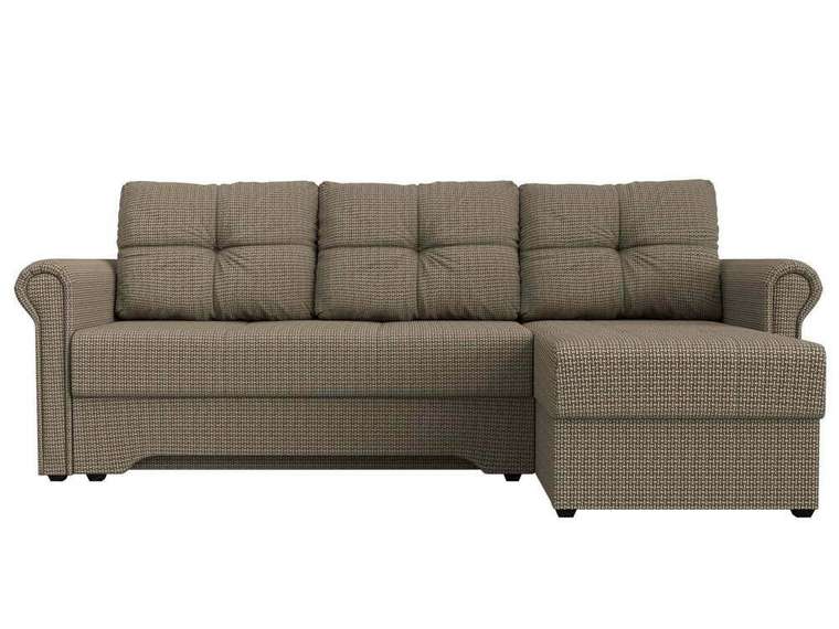 Угловой диван-кровать Леон коричнево-бежевого цвета правый угол