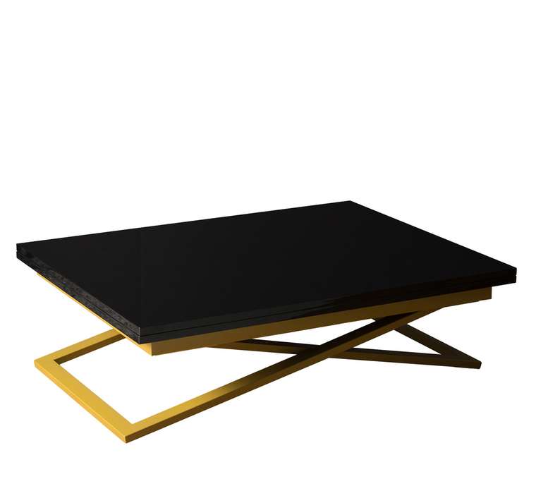 Стол трансформер Compact цвет черный глянец на золотых опорах