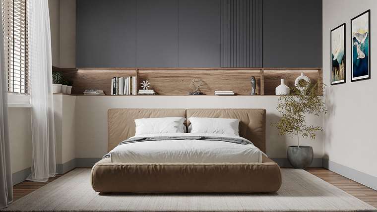 Кровать Латона-3 200х200 светло-коричневого цвета