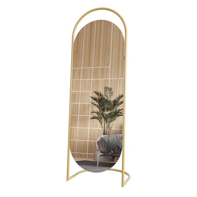 Дизайнерское напольное зеркало в полный рост Evelum в металлической раме золотого цвета