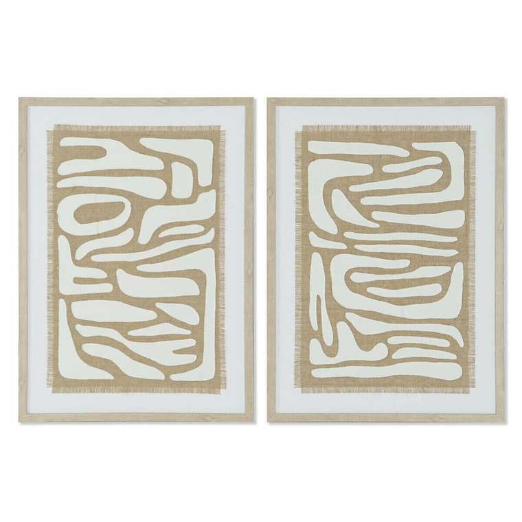 Картина Белый Бежевый Абстракция Скандинавский 52,7 x 2,5 x 72,5 cm (2 штук)