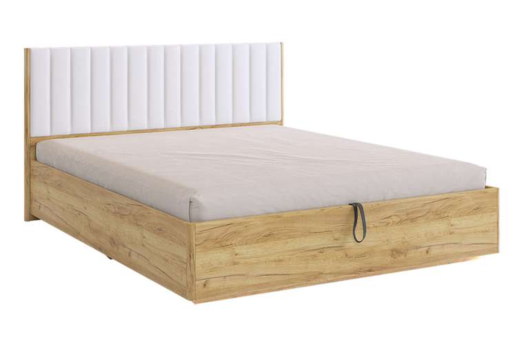Кровать Адам 160х200 бежево-белого цвета с подъемным механизмом 