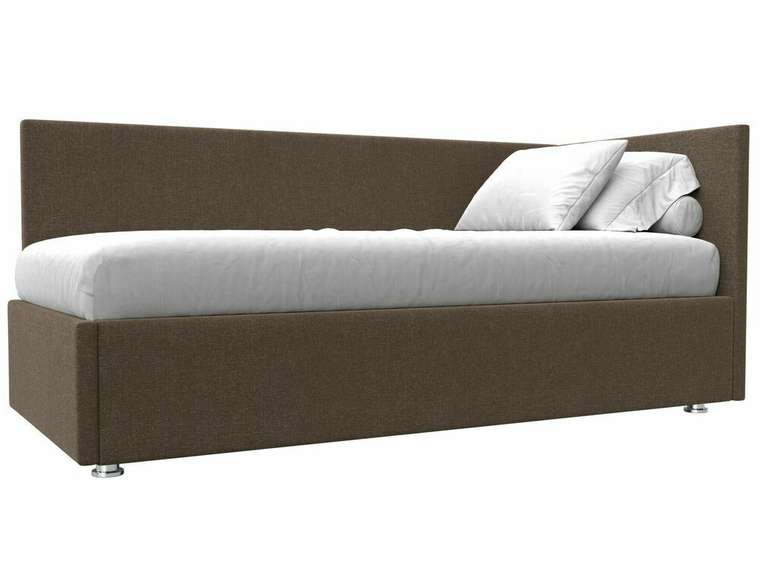 Кровать Лига 039 коричневого цвета с подъемным механизмом правая