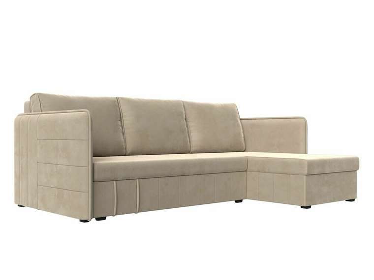 Угловой диван-кровать Слим бежевого цвета правый угол