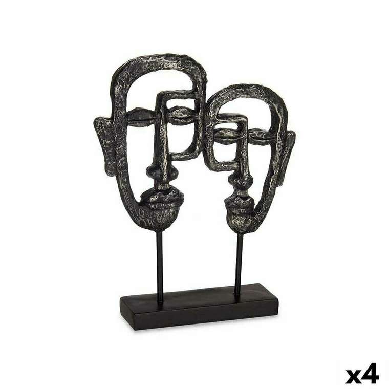 Декоративная фигура Лицо Чёрный 27 x 32,5 x 10,5 cm (4 штук)