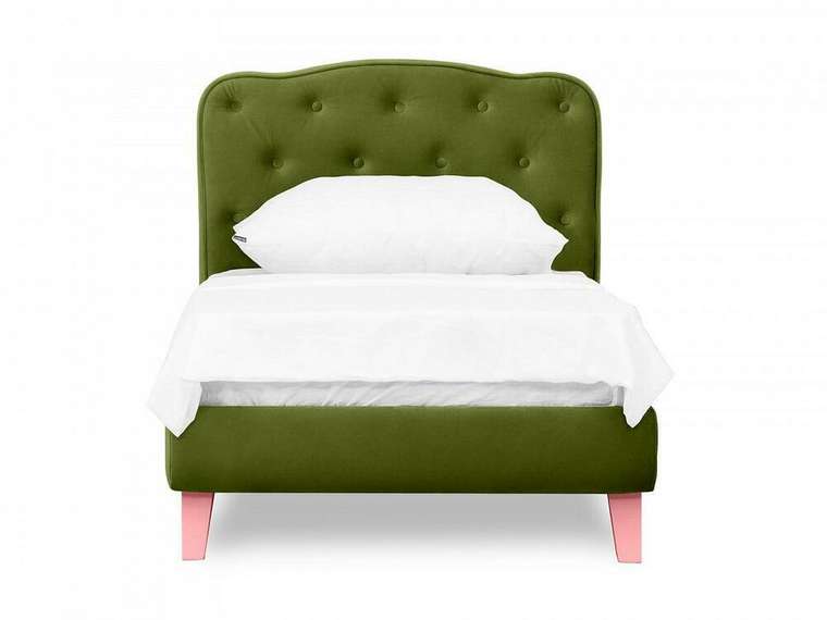 Кровать Candy 80х160 зеленого цвета с розовыми ножками