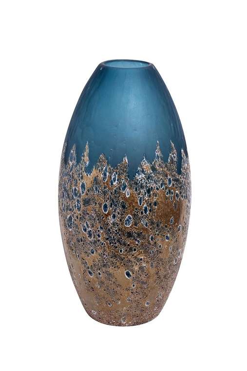 Стеклянная ваза золото-голубого цвета