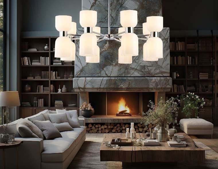 Люстра на штанге Heigh Light LH56085 (стекло, цвет белый)