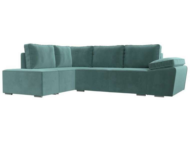 Угловой диван-кровать Хьюго бирюзового цвета левый угол