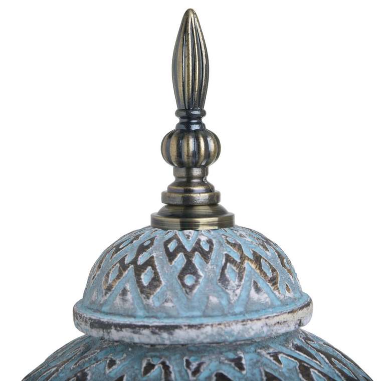 Керамическая ваза золото-голубого цвета с крышкой