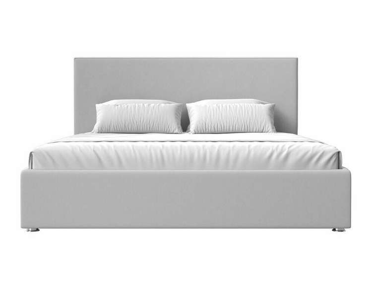 Кровать Кариба 200х200 белого цвета с подъемным механизмом (экокожа)