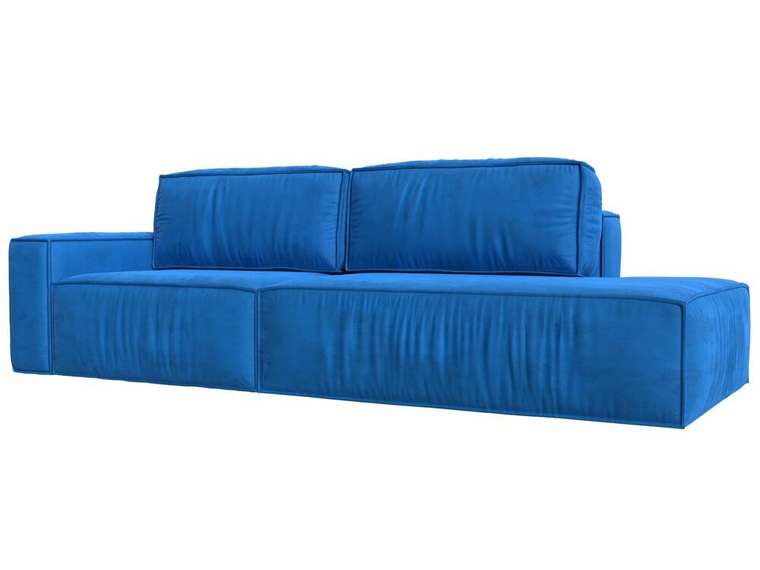 Прямой диван-кровать Прага модерн голубого цвета подлокотник слева