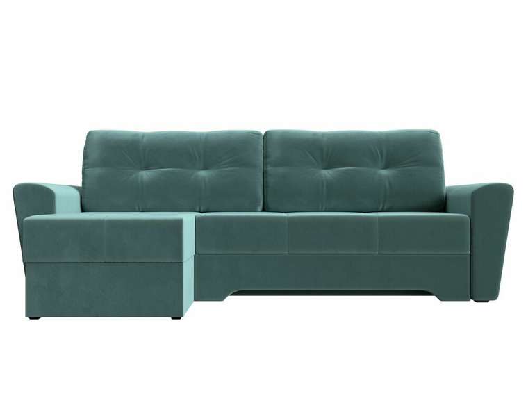 Угловой диван-кровать Амстердам бирюзового цвета левый угол