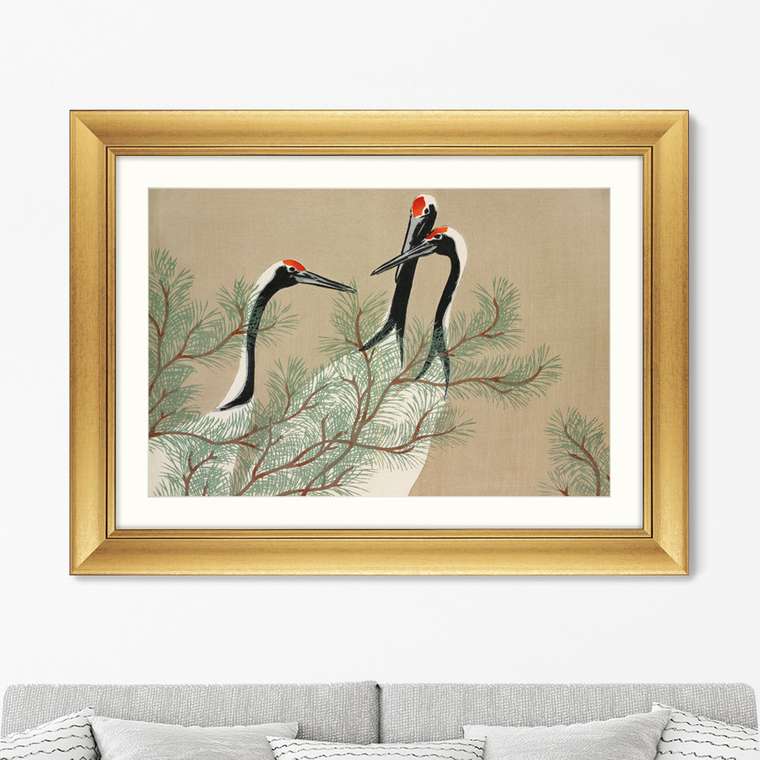 Репродукция картины Cranes from Momoyogusa–Flowers, 1909г.