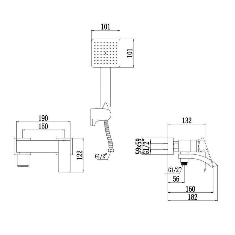 Смеситель для ванны Fmark FS8624-1Q, графит