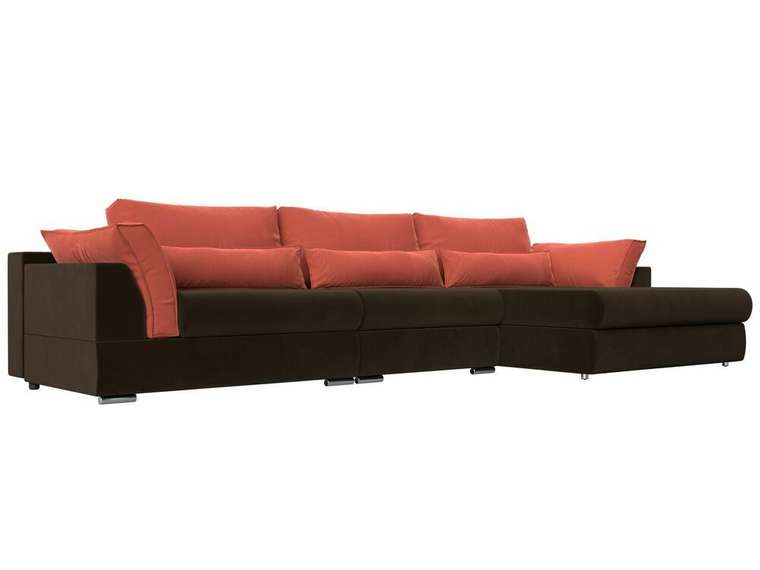 Угловой диван-кровать Пекин Long  кораллово-коричневого цвета угол правый