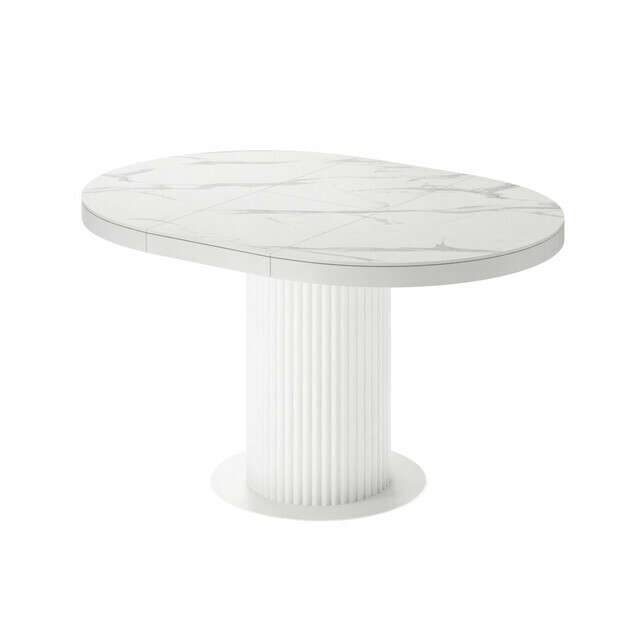 Раздвижной обеденный стол Меб L со столешницей цвета белый мрамор