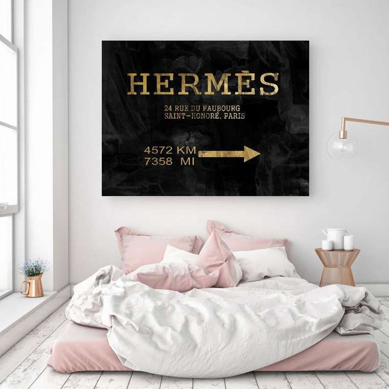 Постер Hermes 2 А3 черно-золотого цвета