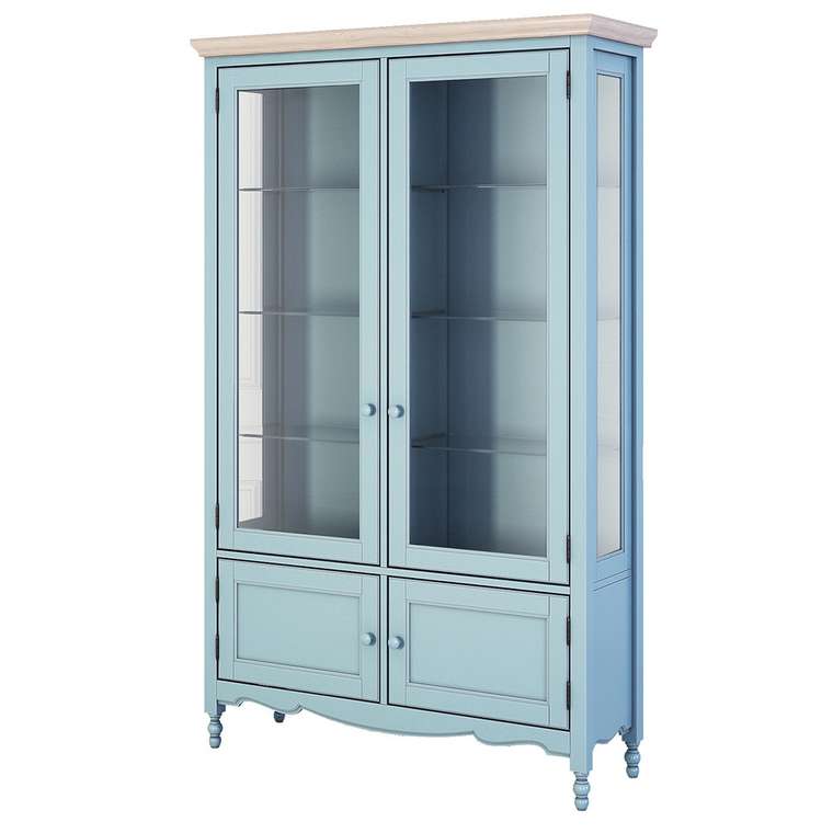 Шкаф-витрина Leblanc голубого цвета 