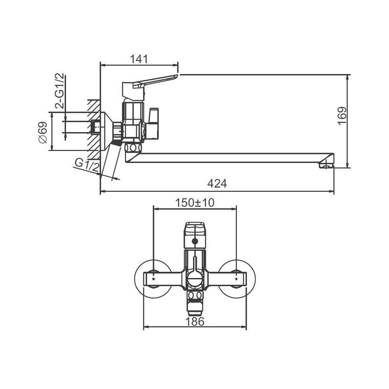 Смеситель для ванны BELZ B22715-7, черный