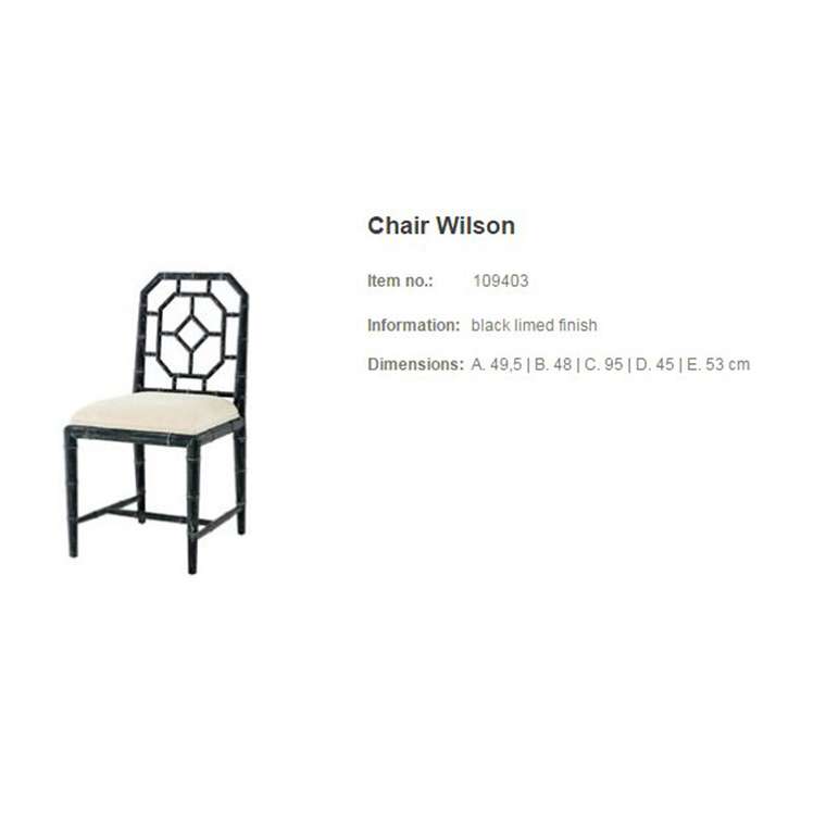 Стул Eichholtz Wilson с деревянным черным каркасом 95x49.5x48 см