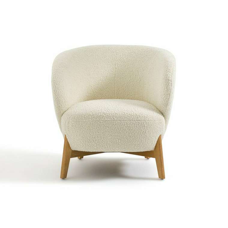 Кресло с обивкой из буклированного материала Lancy светло-бежевого цвета