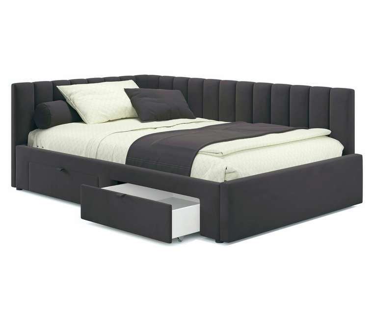 Мягкая кровать-тахта Milena 90х200 шоколадного цвета без подъемного механизма