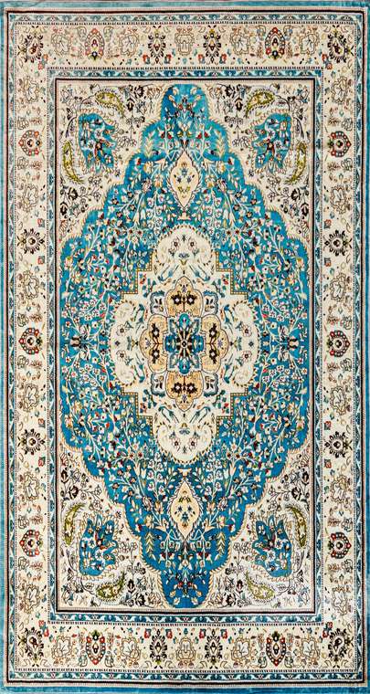 Ковер Silk loretto 80x150 бежево-бирюзового цвета